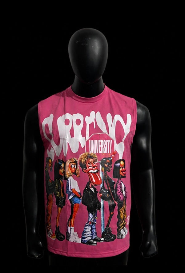 Currency University Sleeveless Tees - Pink