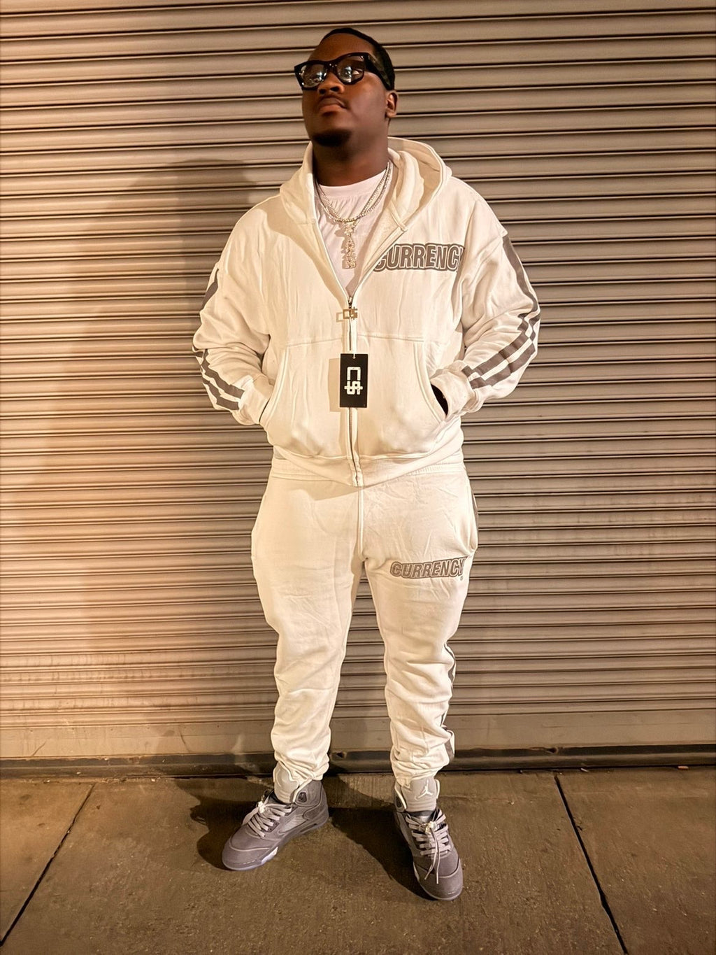 Currency Reflective Jogger Set - White