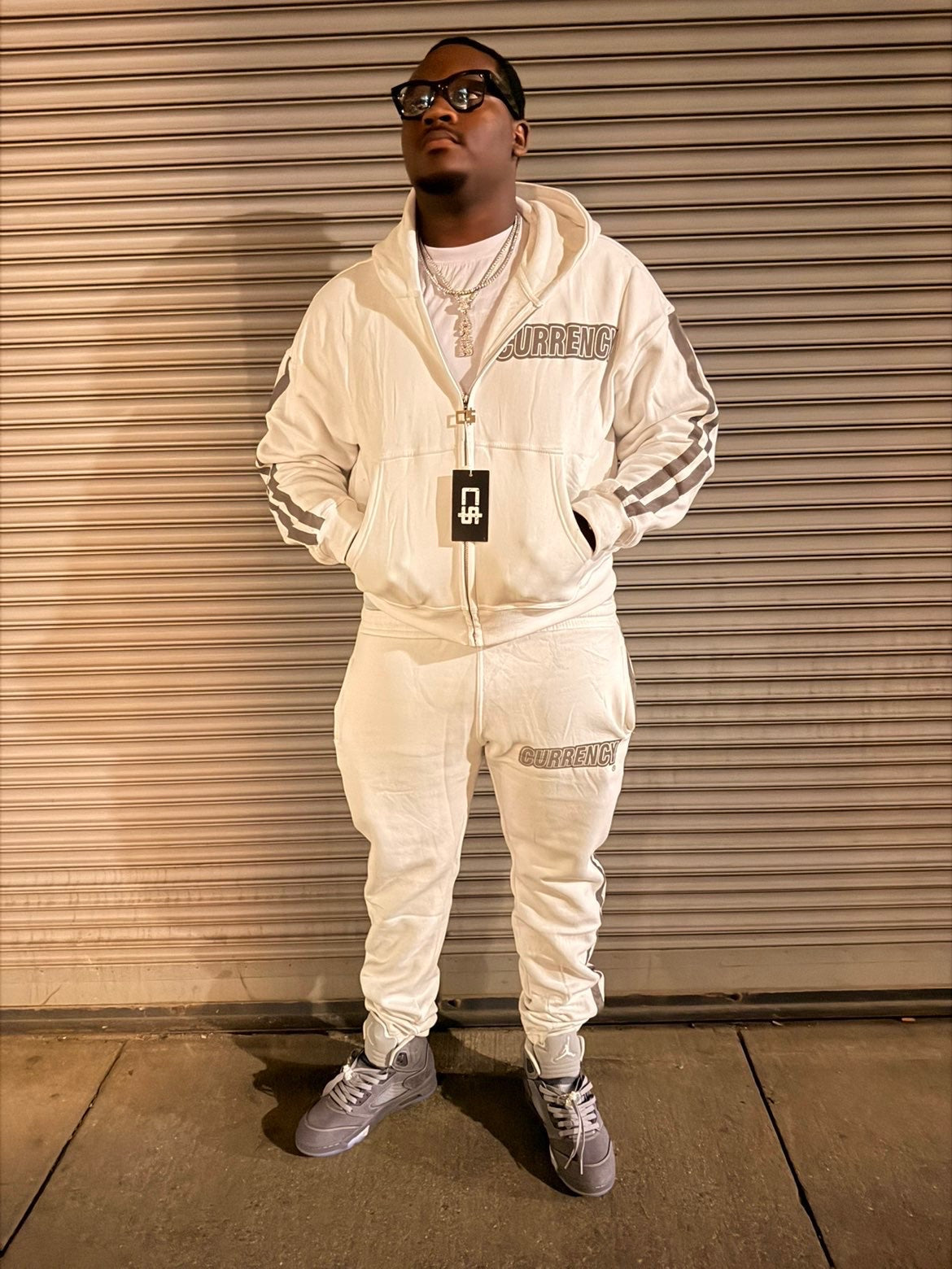 Currency Reflective Jogger Set - White