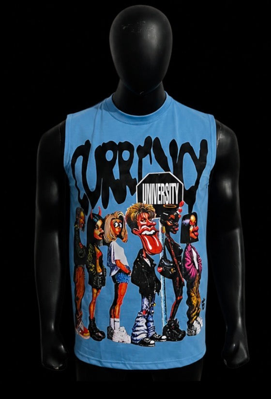 Currency University Sleeveless Tees - Blue